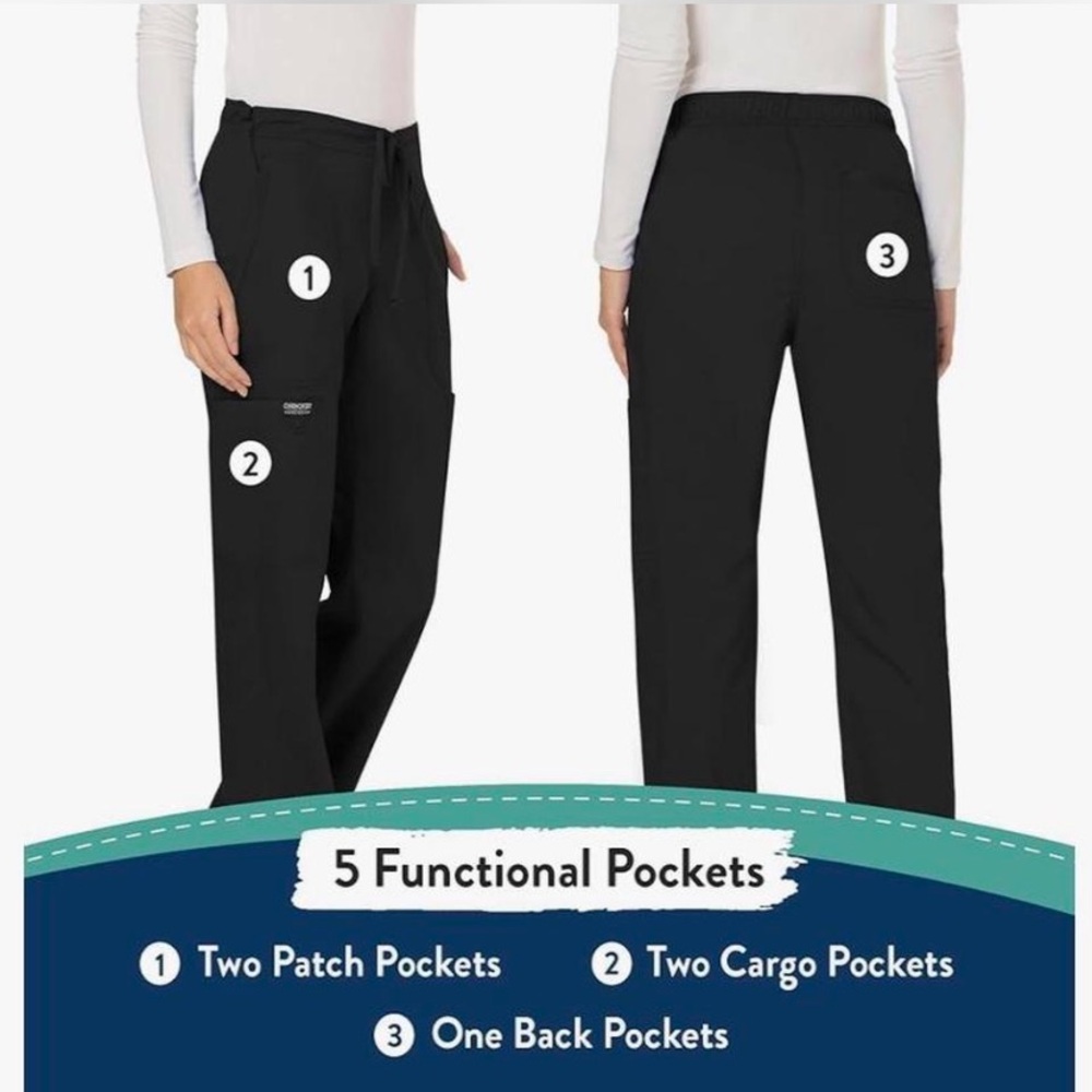 Set of 5 Black Cherokee Workwear Scrub Pants